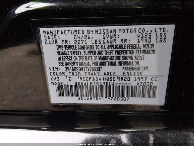 3N1AB9DV1TY280307 Nissan SENTRA SR