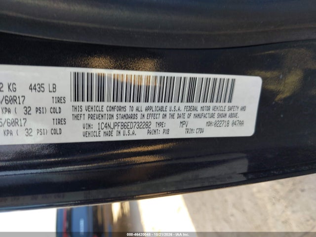 2014 Jeep Patriot Latitude მანქანა იყიდება აუქციონზე, vin: 1C4NJPFB6ED732282, აუქციონის ნომერი: 46420048
