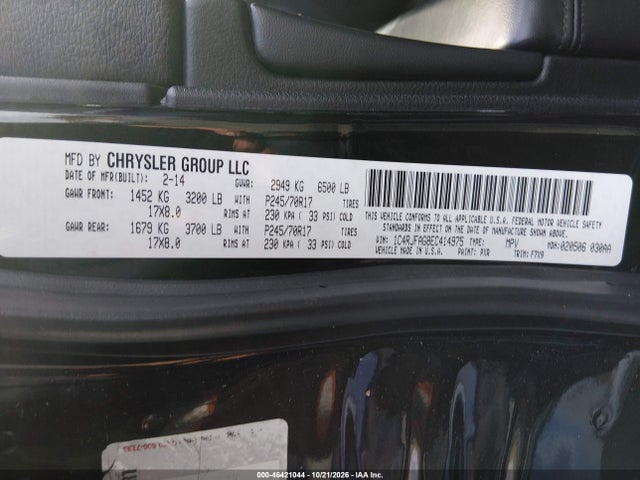 2014 Jeep Grand Cherokee Laredo მანქანა იყიდება აუქციონზე, vin: 1C4RJFAG8EC414975, აუქციონის ნომერი: 46421044