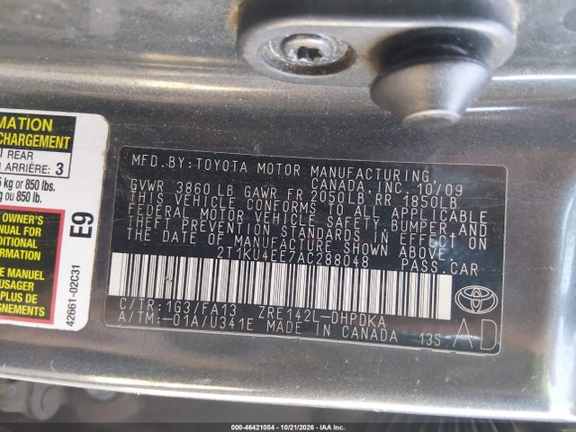 Aukcja sprzedaży 2010 Toyota Matrix, vin: 2T1KU4EE7AC288048, numer aukcji: 46421054