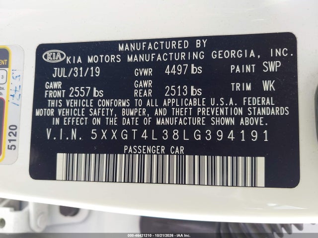 KIA Optima Lx 2020 5XXGT4L38LG394191 Image 9