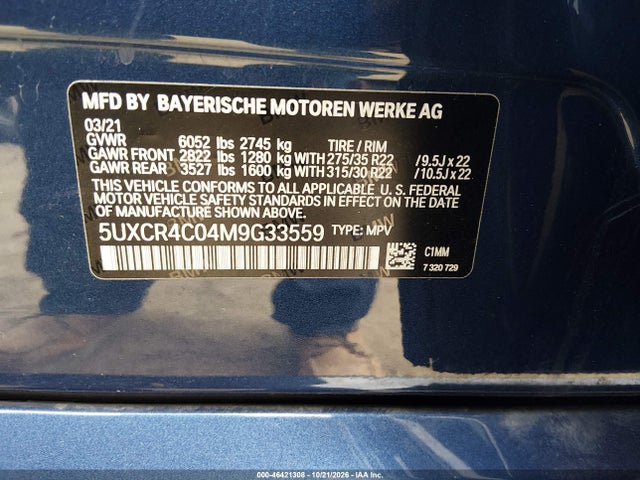 BMW X5 Sdrive40i 2021 5UXCR4C04M9G33559 Image 9