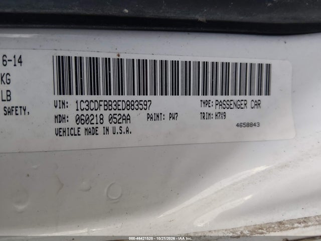Aukcja sprzedaży 2014 Dodge Dart Sxt, vin: 1C3CDFBB3ED883597, numer aukcji: 46421520