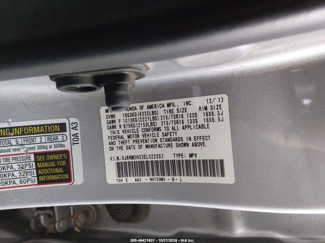 Honda CR-V LX 2014 5J6RM3H33EL022053 Image 9
