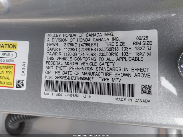 Honda Cr-v Ex-l Awd 2026 2HKRS4H73TH506407 Image 9