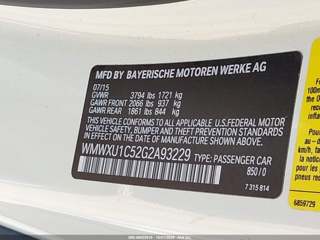 Продаж на аукціоні авто 2016 Mini Hardtop Cooper, vin: WMWXU1C52G2A93229, номер лоту: 46422018