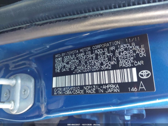 Продажа на аукционе авто 2012 Toyota Yaris Le, vin: JTDKTUD31CD513542, номер лота: 46422037