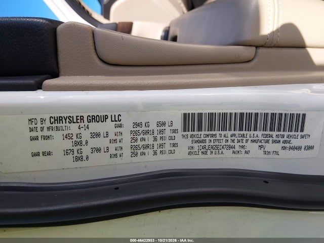 Продаж на аукціоні авто 2014 Jeep Grand Cherokee Laredo, vin: 1C4RJEAG5EC472844, номер лоту: 46422953