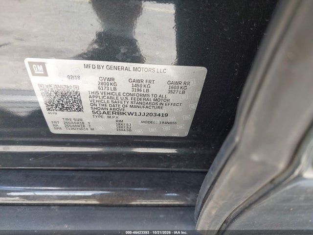 2018 Buick Enclave Essence მანქანა იყიდება აუქციონზე, vin: 5GAERBKW1JJ203419, აუქციონის ნომერი: 46423393