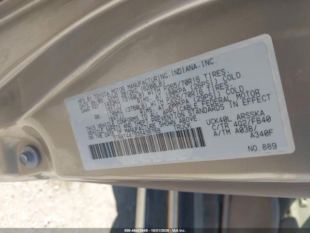 46423649 :رقم المزاد ، 5TBBT44193S436768 vin ، 2003 Toyota Tundra Sr5 V8 مزاد بيع