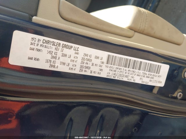 46423667 :رقم المزاد ، 1C4RJECG5DC610667 vin ، 2013 Jeep Grand Cherokee Overland مزاد بيع