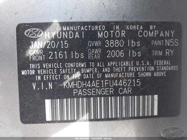 Hyundai ELANTRA SE 2015 KMHDH4AE1FU446215 Image 9