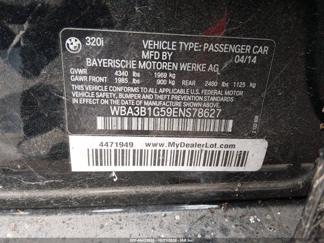 BMW 320i 2014 WBA3B1G59ENS78627 Image 9