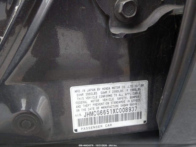 Aukcja sprzedaży 1999 Honda Accord Lx, vin: JHMCG6651XC008937, numer aukcji: 46424376