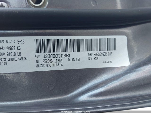 Dodge DART SXT 2015 1C3CDFBB3FD410963 Image 9