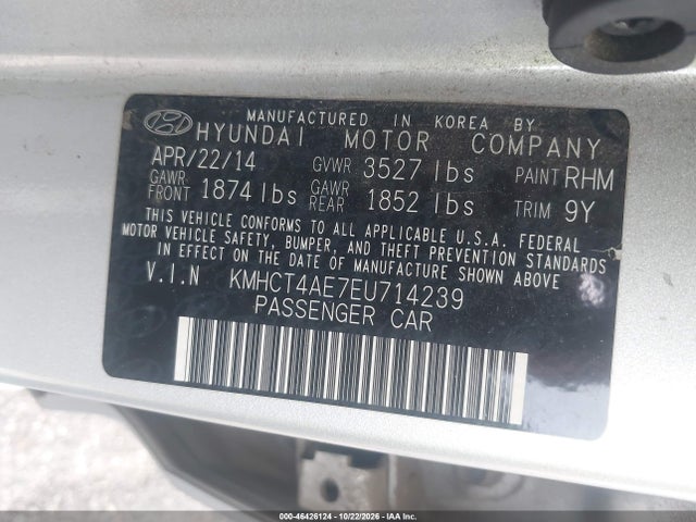 Aukcja sprzedaży 2014 Hyundai Accent Gls, vin: KMHCT4AE7EU714239, numer aukcji: 46426124