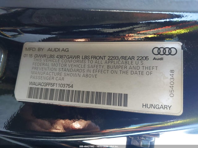 Продаж на аукціоні авто 2015 Audi A3 1.8t Premium, vin: WAUACGFF5F1103754, номер лоту: 46427562