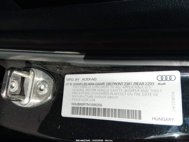 Audi A3 2.0t Premium 2017 WAUB8GFF7H1006256 Image 17