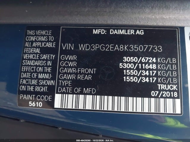 WD3PG2EA8K3507733 Mercedes-Benz Metris