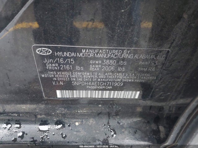 Продаж на аукціоні авто 2016 Hyundai Elantra Se, vin: 5NPDH4AE1GH711909, номер лоту: 46428805
