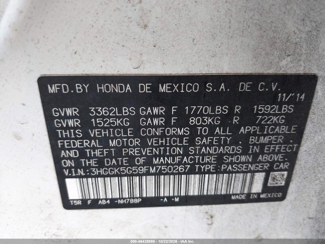 Honda FIT LX 2015 3HGGK5G59FM750267 Image 9