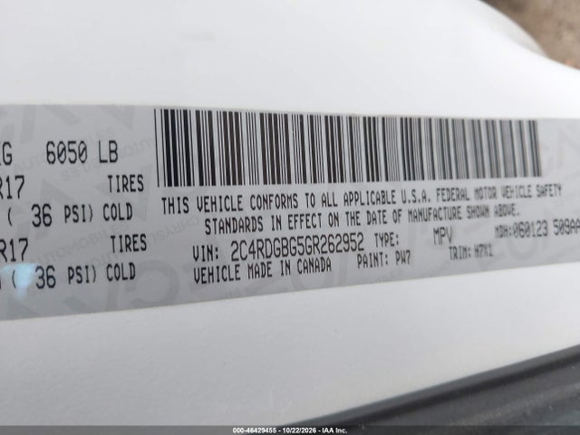 Dodge Grand Caravan Se 2016 2C4RDGBG5GR262952 Image 9