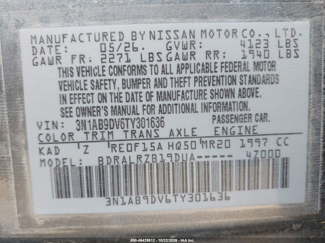 3N1AB9DV6TY301636 Nissan SENTRA SR