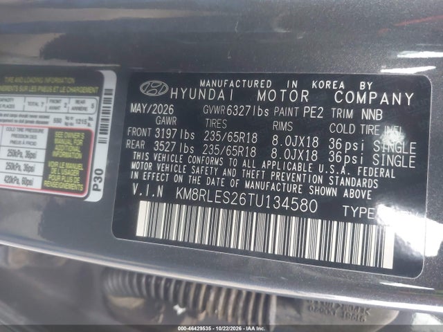 Hyundai Palisade Sel 7p 2026 KM8RLES26TU134580 Image 9