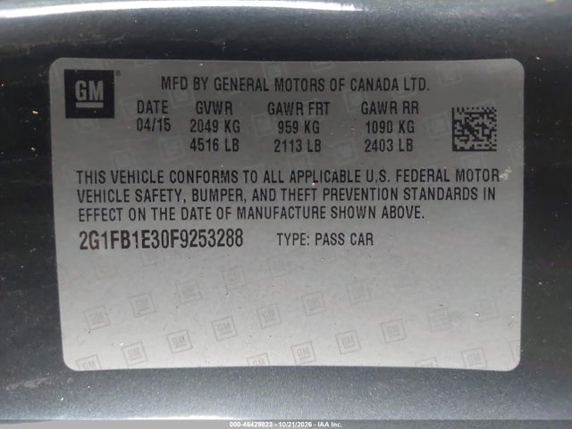 Продажа на аукционе авто 2015 Chevrolet Camaro 2ls, vin: 2G1FB1E30F9253288, номер лота: 46429823