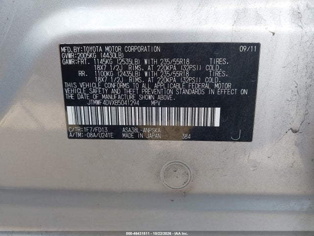 Продаж на аукціоні авто 2011 Toyota Rav4 Sport, vin: JTMWF4DVXB5041294, номер лоту: 46431511