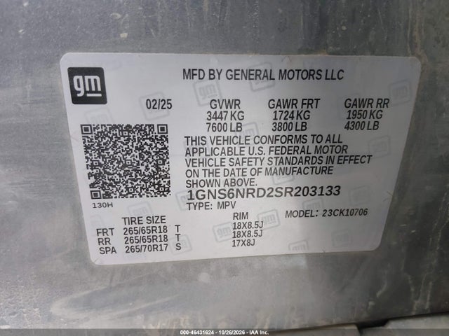 Chevrolet Tahoe 4wd Lt 2025 1GNS6NRD2SR203133 Image 9