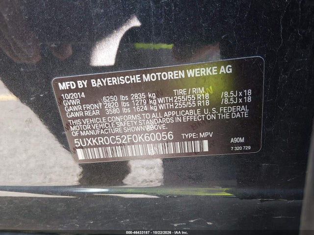 Aukcja sprzedaży 2015 Bmw X5 Xdrive35i, vin: 5UXKR0C52F0K60056, numer aukcji: 46433187