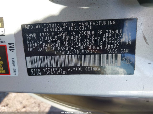 Продаж на аукціоні авто 2011 Toyota Camry Se/le/xle, vin: 4T1BF3EK7BU593317, номер лоту: 46433534