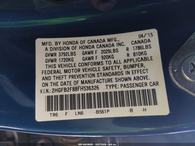 Honda CIVIC EX 2015 2HGFB2F88FH536326 Image 9