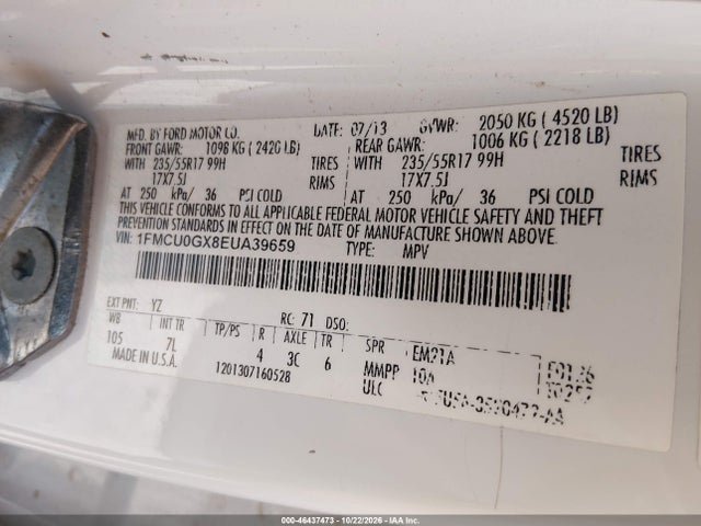Aukcja sprzedaży 2014 Ford Escape Se, vin: 1FMCU0GX8EUA39659, numer aukcji: 46437473