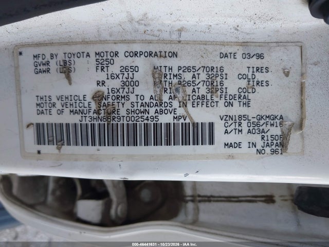 Aukcja sprzedaży 1996 Toyota 4runner Sr5, vin: JT3HN86R9T0025495, numer aukcji: 46441631