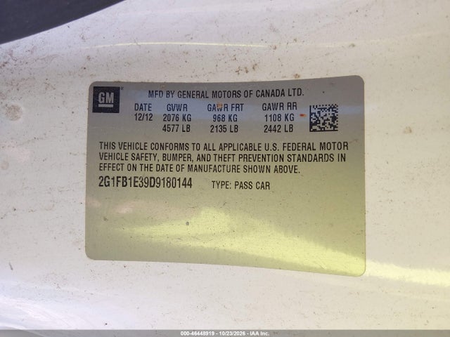 Продажа на аукционе авто 2013 Chevrolet Camaro 1lt, vin: 2G1FB1E39D9180144, номер лота: 46448919
