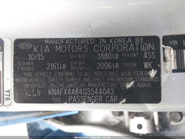 KIA FORTE LX 2016 KNAFX4A64G5544043 Image 9