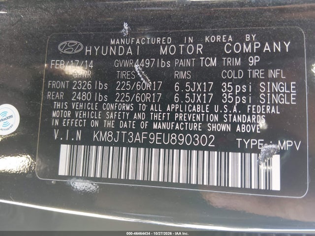 Hyundai TUCSON GLS 2014 KM8JT3AF9EU890302 Image 9