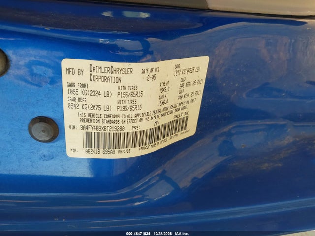 Продажа на аукционе авто 2006 Chrysler Pt Cruiser, vin: 3A4FY48BX6T219280, номер лота: 46471634