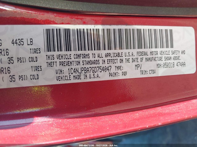 Jeep Patriot Sport 2016 1C4NJPBA7GD754047 Image 9