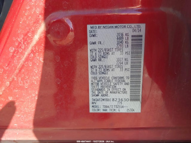 Nissan ROGUE SV 2014 5N1AT2MT8EC823630 Image 9