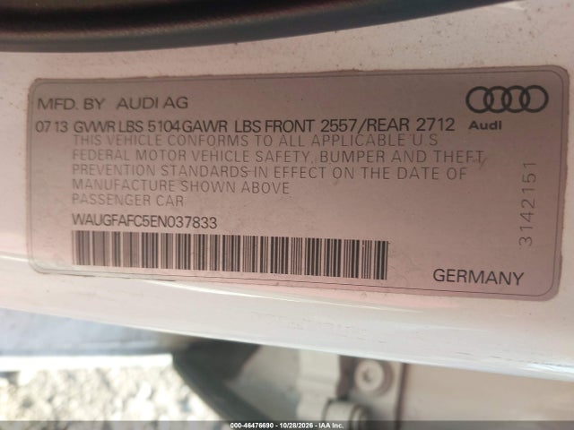 Aukcja sprzedaży 2014 Audi A6 2.0t Premium, vin: WAUGFAFC5EN037833, numer aukcji: 46476690