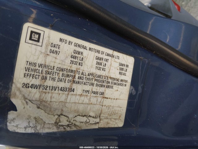 1997 Buick Regal Gs მანქანა იყიდება აუქციონზე, vin: 2G4WF5213V1433704, აუქციონის ნომერი: 46486523
