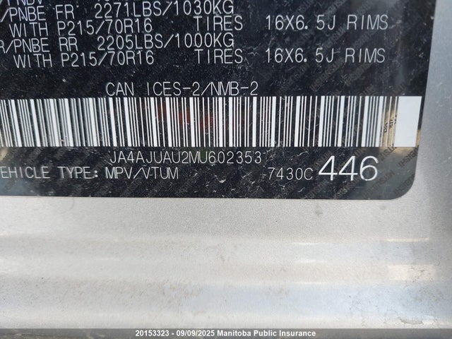 JA4AJUAU2MU602353 Mitsubishi mivec