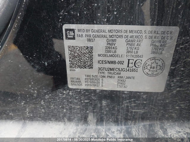 3GTU2MEC5JG141651 GMC l83 -spark ignited direct injection, variable valve timing, afm, e85 max, alum