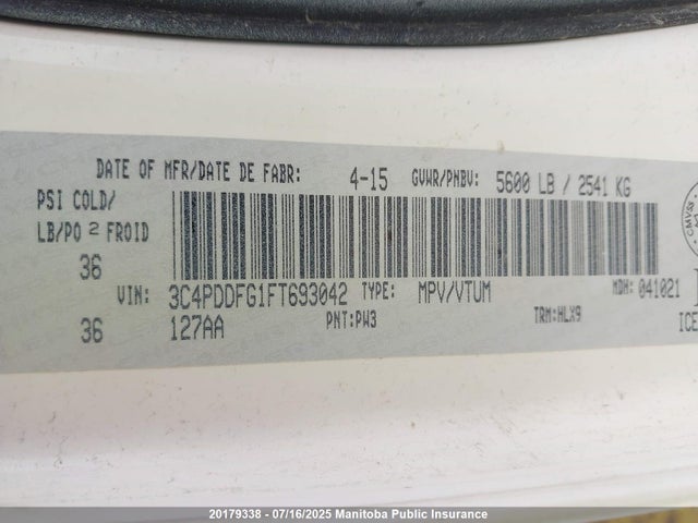 3C4PDDFG1FT693042 Dodge Journey R/t