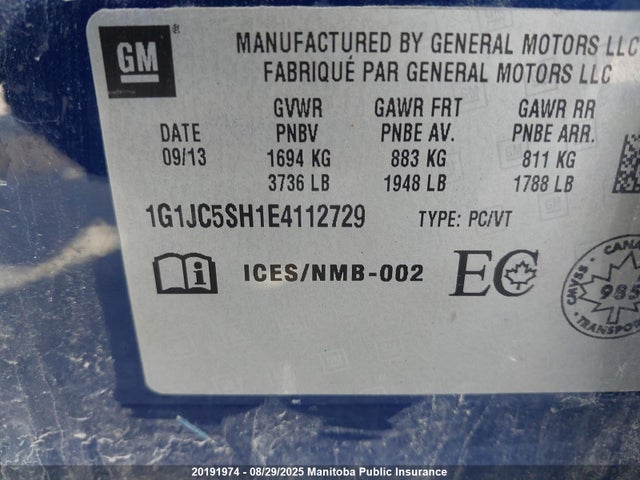 1G1JC5SH1E4112729 Chevrolet luw