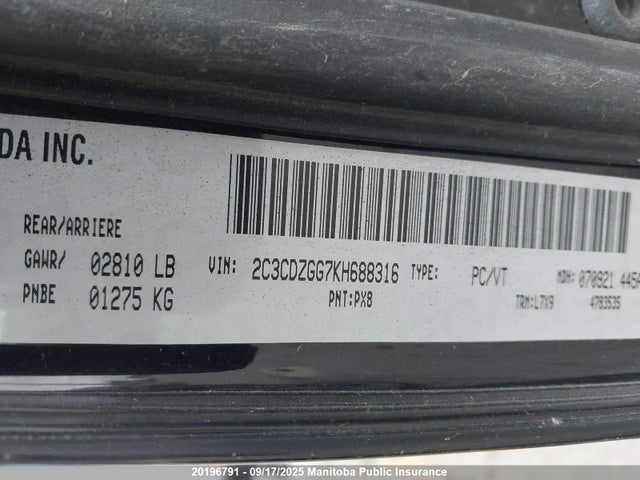 2C3CDZGG7KH688316 Dodge Challenger