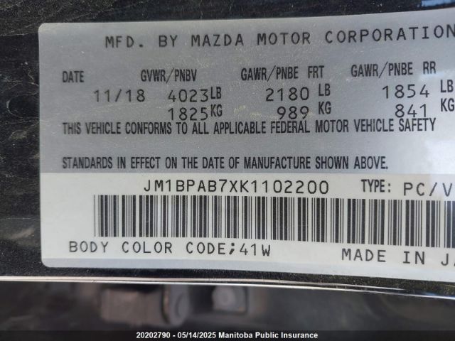 JM1BPAB7XK1102200 Mazda Mazda3 Gx